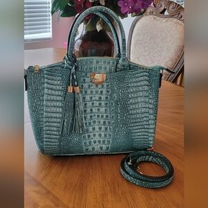 Elegant Turquoise Crocodile-Embossed (Brahmin Inspired) Handbag